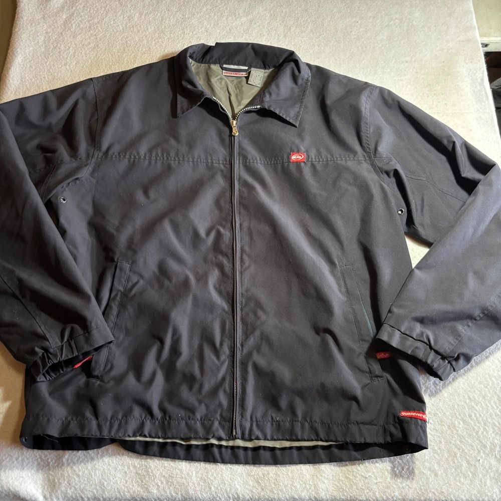 Vintage Y2K Quiksilver Mens Jacket L G Blue Full Zip Collared Logo Polyester